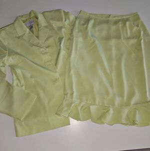 J.G. Hook Lime Green A-Line Skirt with Ruffle Hem